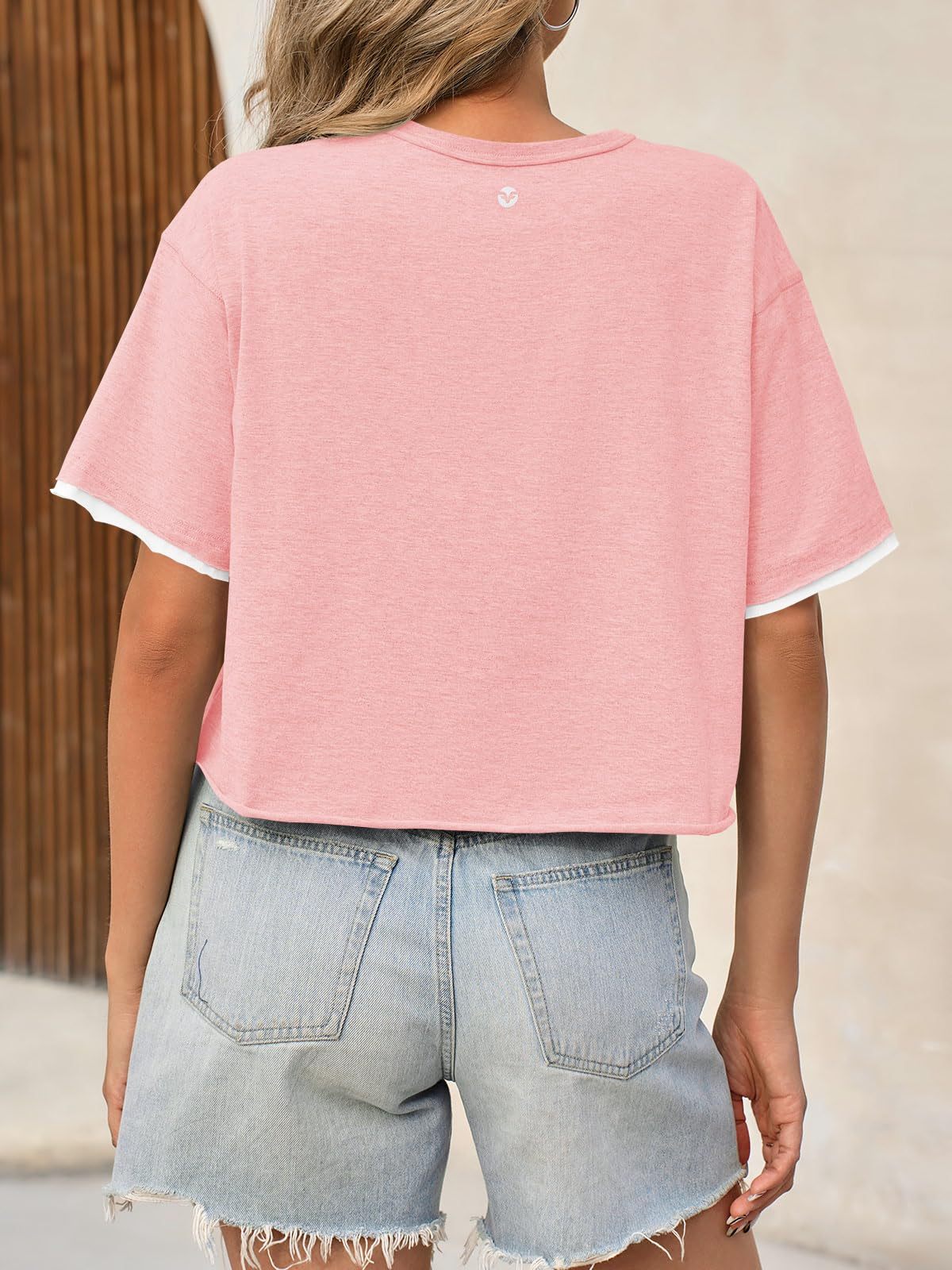 Womens Crop Tops Casual Short Sleeve T-shirt