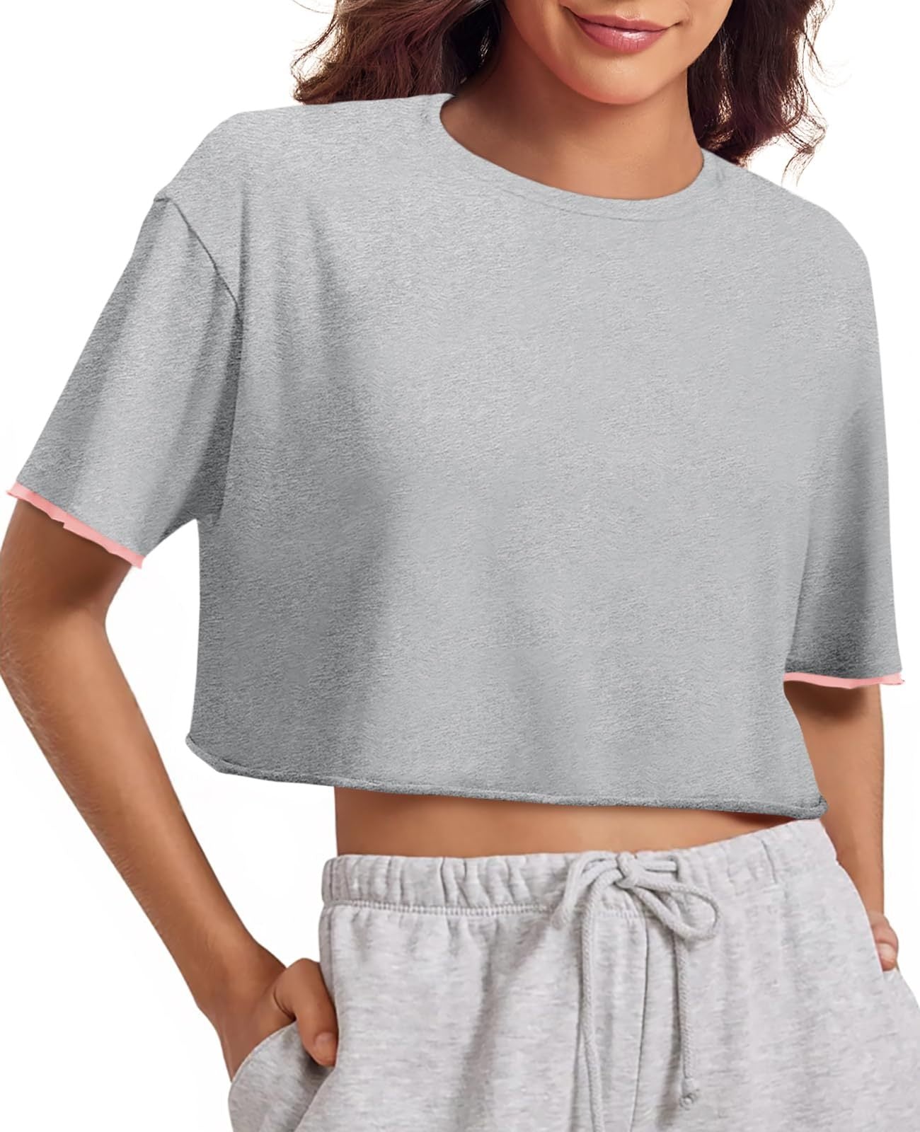 Womens Crop Tops Casual Short Sleeve T-shirt