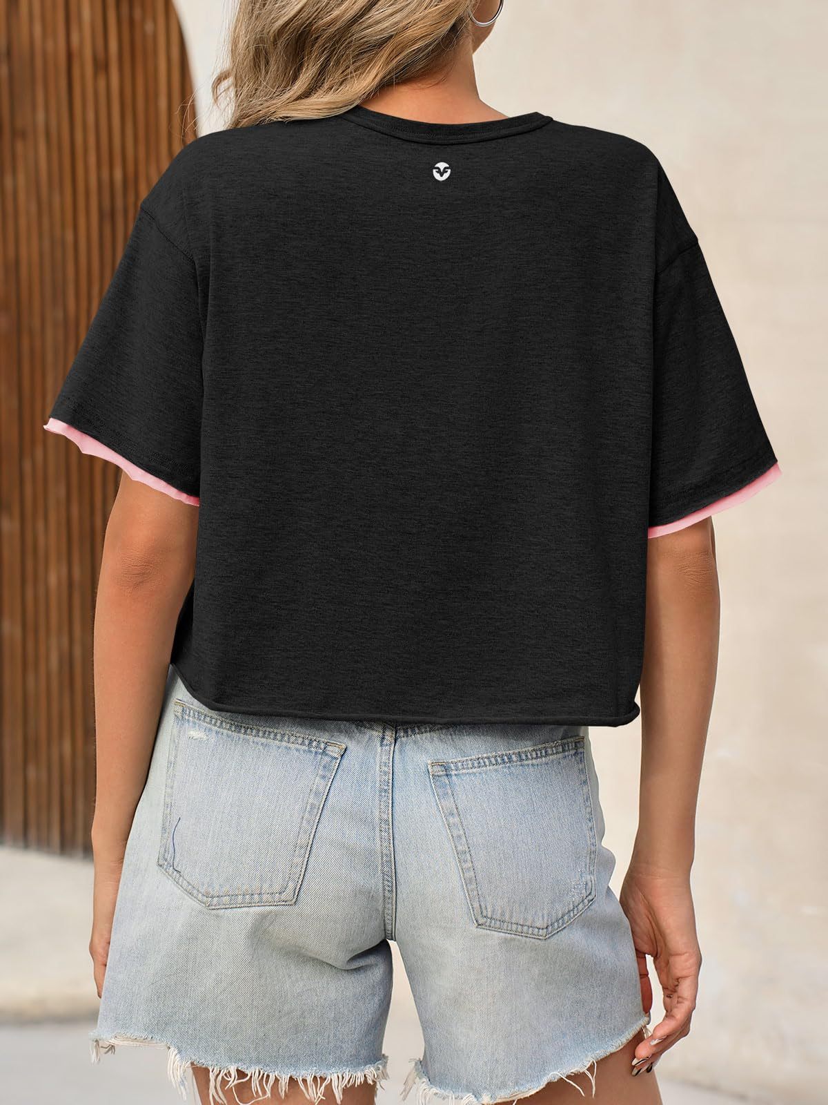 Womens Crop Tops Casual Short Sleeve T-shirt
