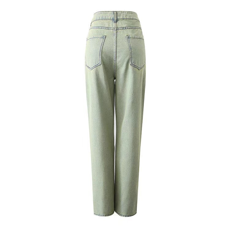 Fashion Green Jeans Woman