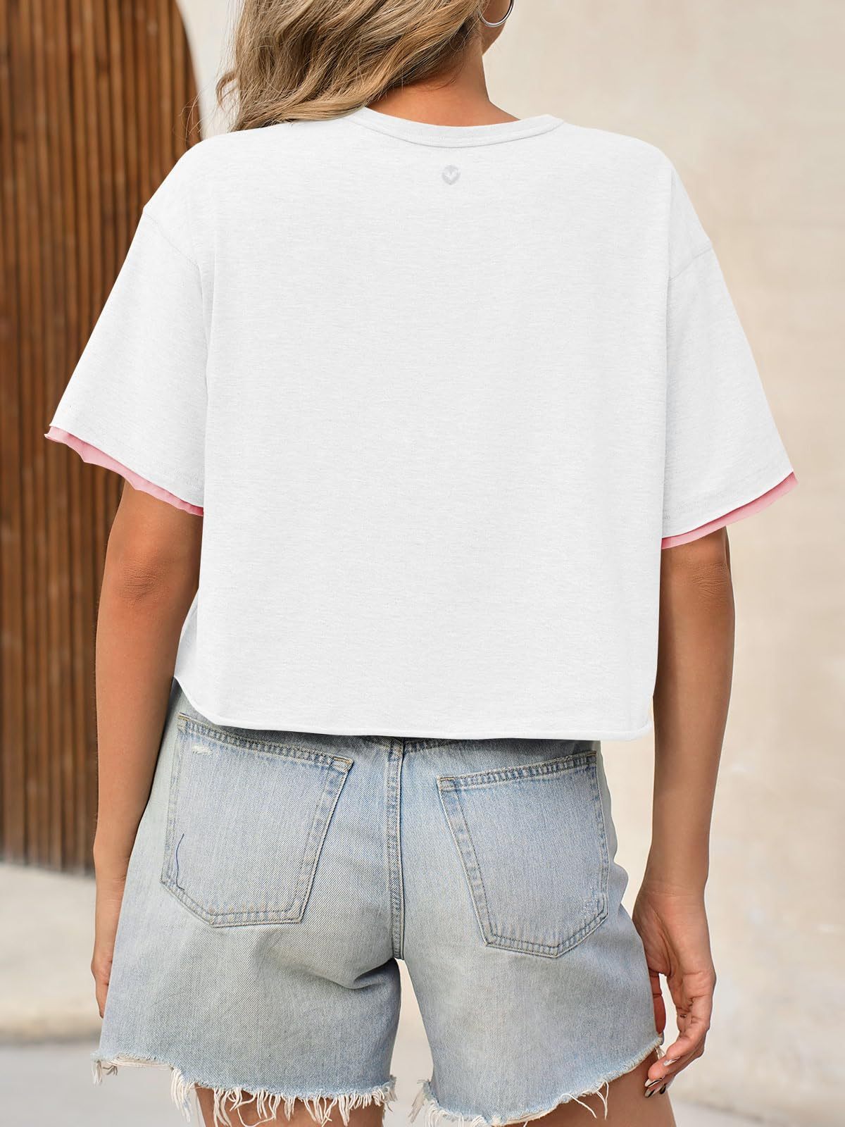 Womens Crop Tops Casual Short Sleeve T-shirt