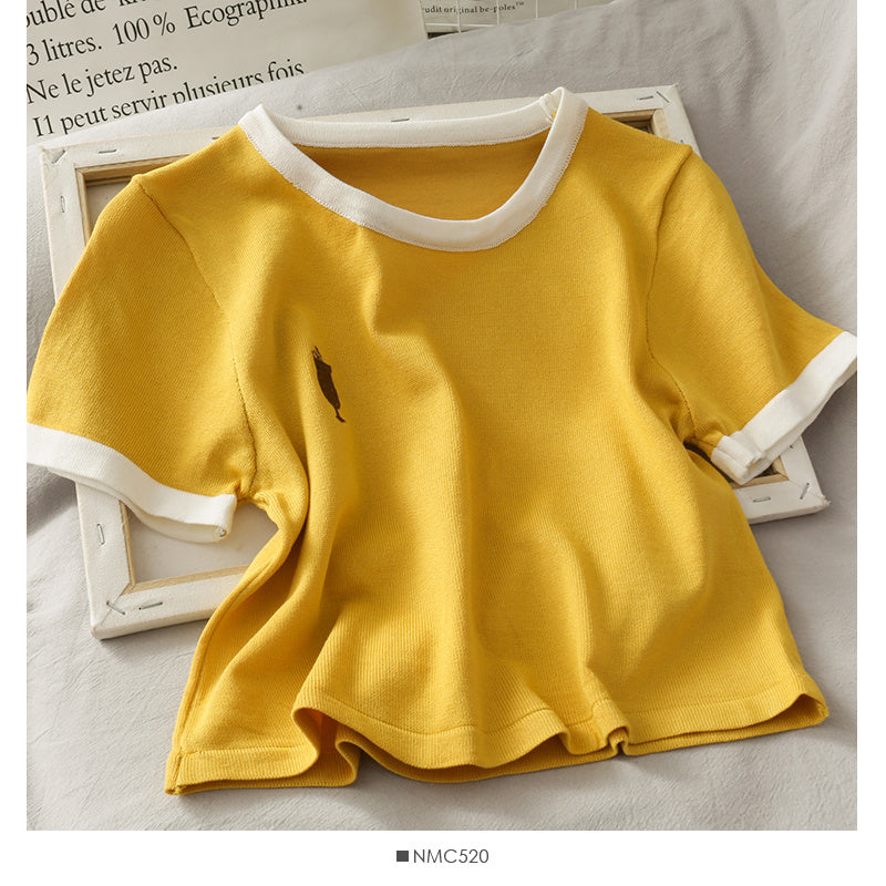 Women's Round Neck Tops Short-sleeved T-shirts