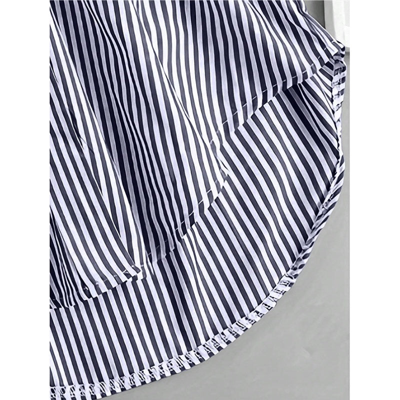 Women Oversized Button Down Striped Shirts Casual Long Sleeve Boyfriend Blouse Top
