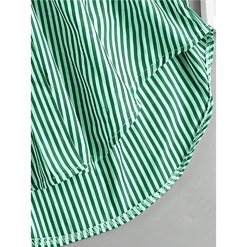 Women Oversized Button Down Striped Shirts Casual Long Sleeve Boyfriend Blouse Top
