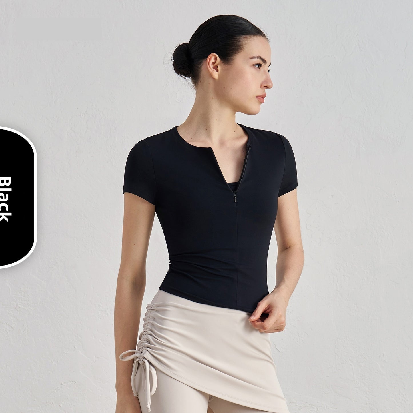 Slim Fit Slimming Yoga Short Sleeve High-grade Tight Waist Inner Sports T-shirt Round Neck Workout Top